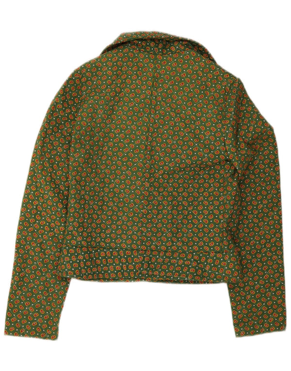 Vintage Womens Bomber Jacket UK 8 Small Green Paisley