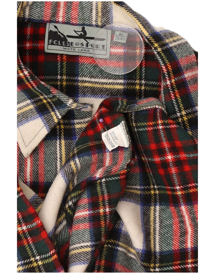 Vintage muška flanelska košulja veličine 39/40, srednje crvena karirana vuna