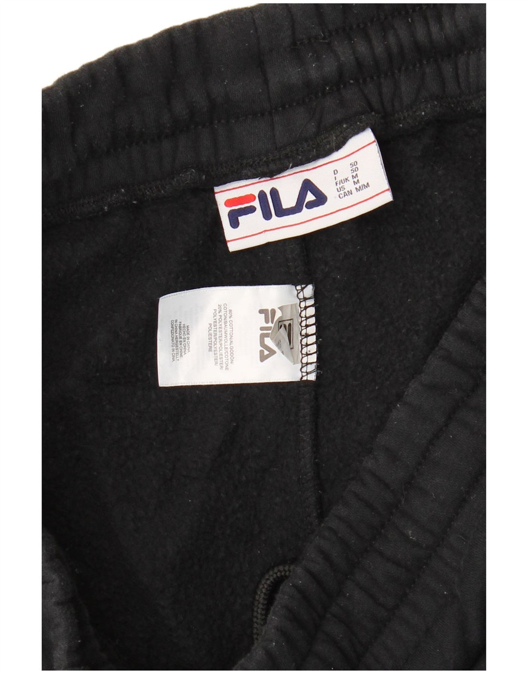 FILA muške trenirke s grafičkim motivima, srednje crne pamučne hlače