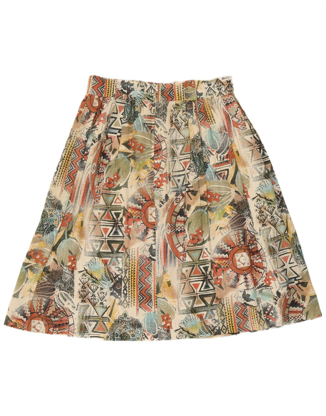 VINTAGE ženska plisirana suknja UK 16 velika W32 višebojna geometrijska