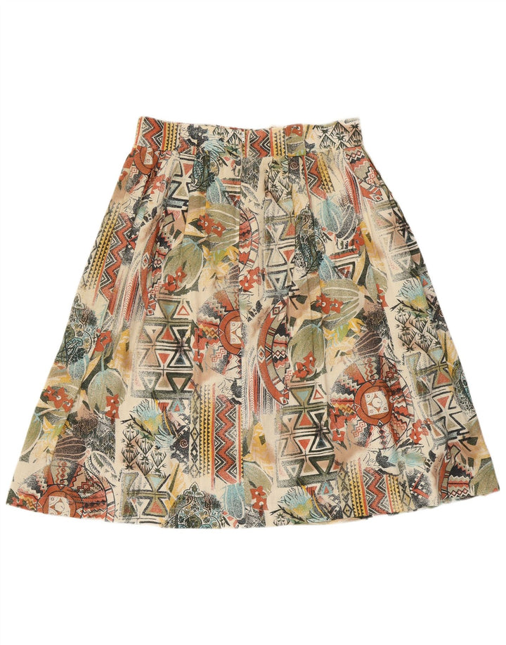 VINTAGE ženska plisirana suknja UK 16 velika W32 višebojna geometrijska