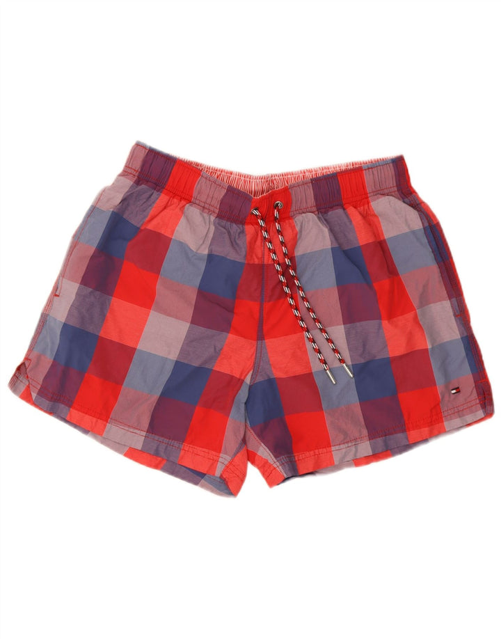Tommy Hilfiger muške kratke hlače za plivanje srednje crvene karirane najlonske hlače