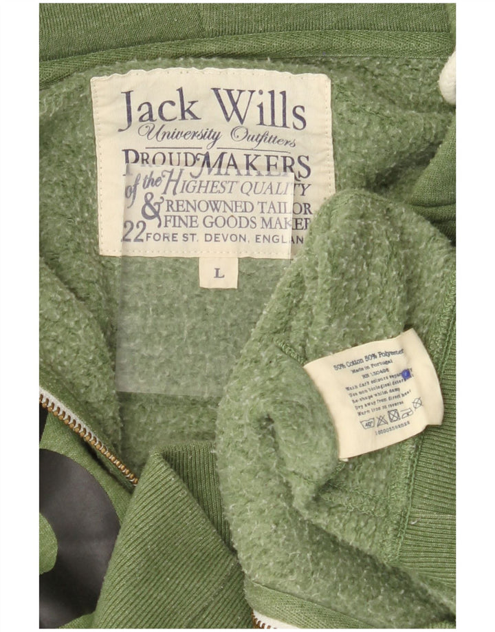 JACK WILLS Muška pulover s kapuljačom s patentnim zatvaračem, veliki zeleni pamuk