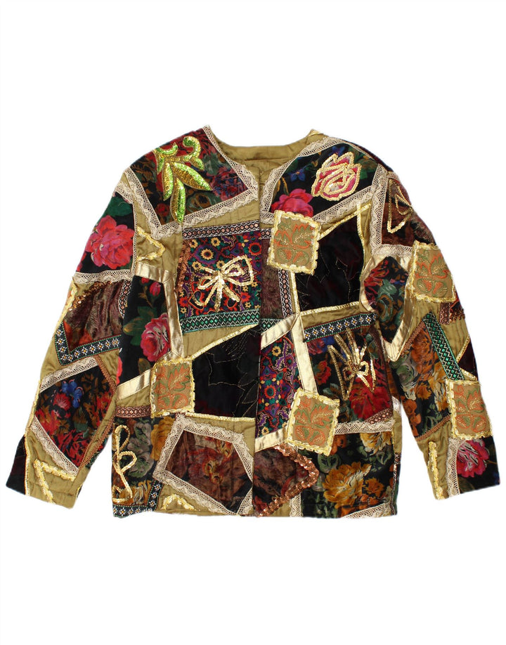 ELISA LANDRI Ženska jakna jakna UK 16 Veliki kaki patchwork viskoza