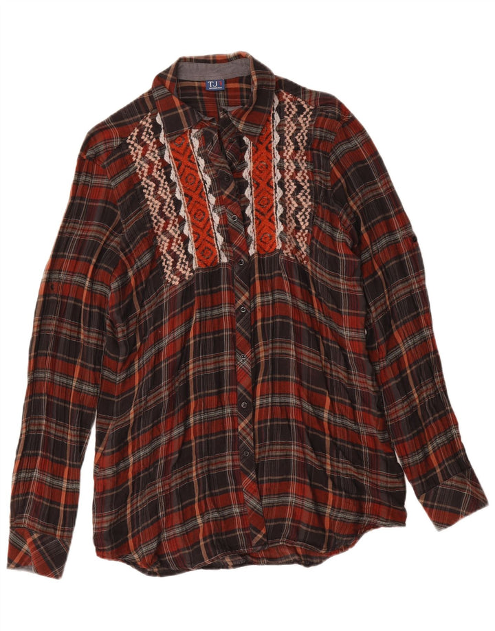 Ženska košulja Trussardi Longline UK 14 Srednje bordo karirano