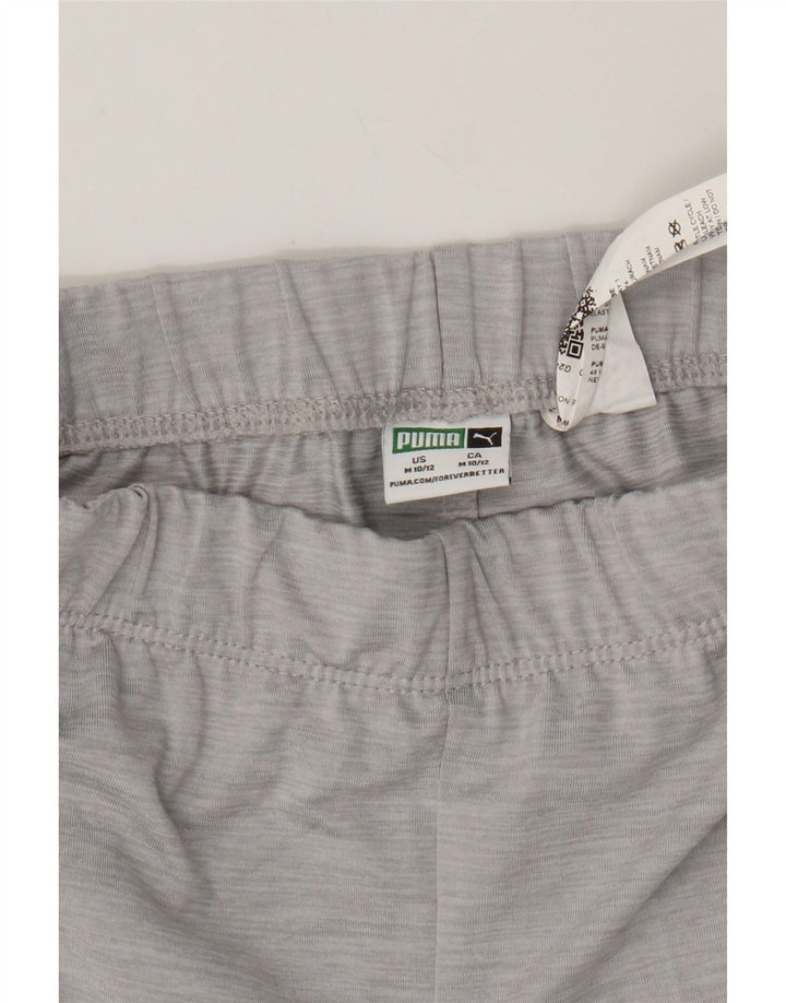 PUMA Girls Graphic Leggings 10-11 Years Medium Grey Flecked Polyester Vintage Puma and Second-Hand Puma from Messina Hembry 