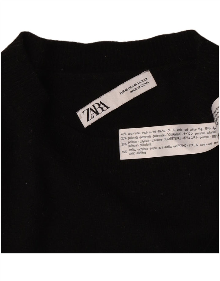 Zara ženski pulover s okruglim izrezom UK 14 srednje crne vune
