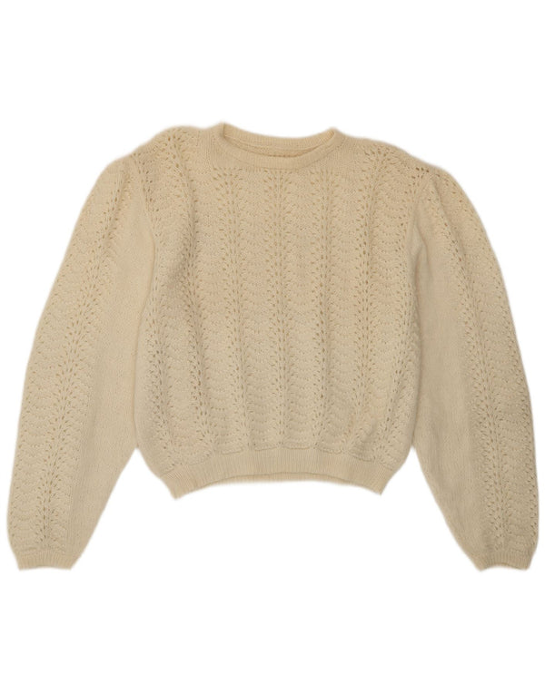 Vintage ženski džemper s okruglim izrezom UK 16 Large Off White