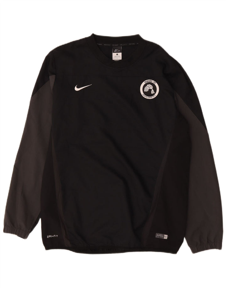 Nike muška Dri Fit grafička majica dugih rukava, veliki crni poliester u boji