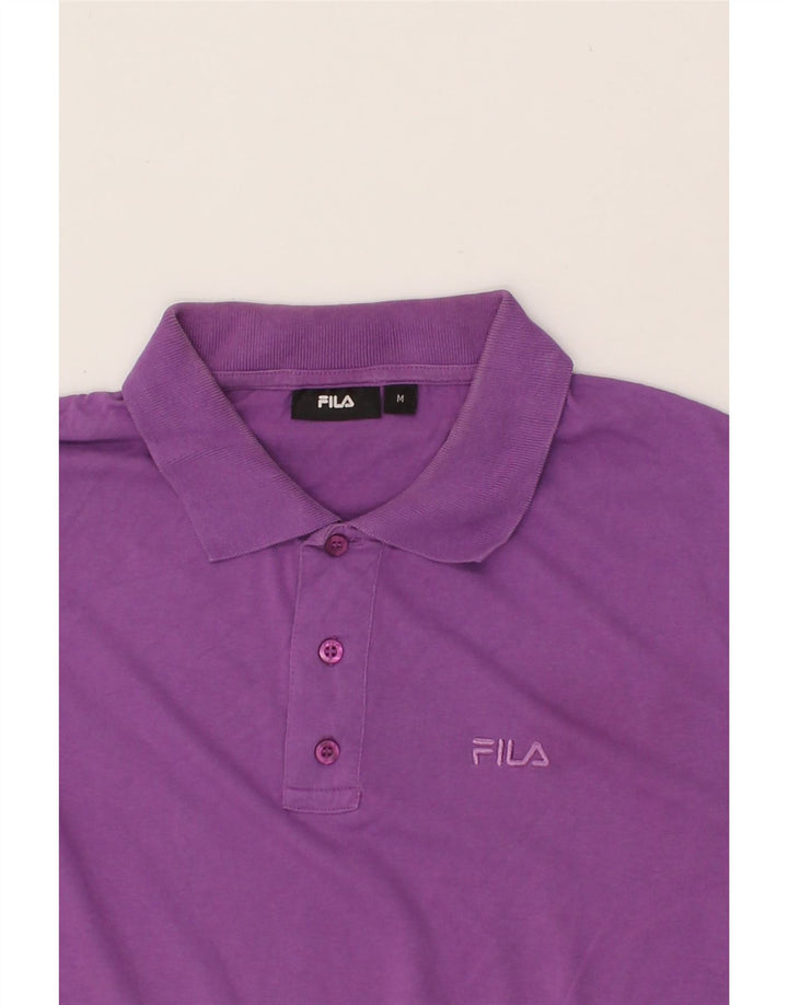 FILA Mens Long Sleeve Polo Shirt Medium Purple Cotton Vintage Fila and Second-Hand Fila from Messina Hembry 