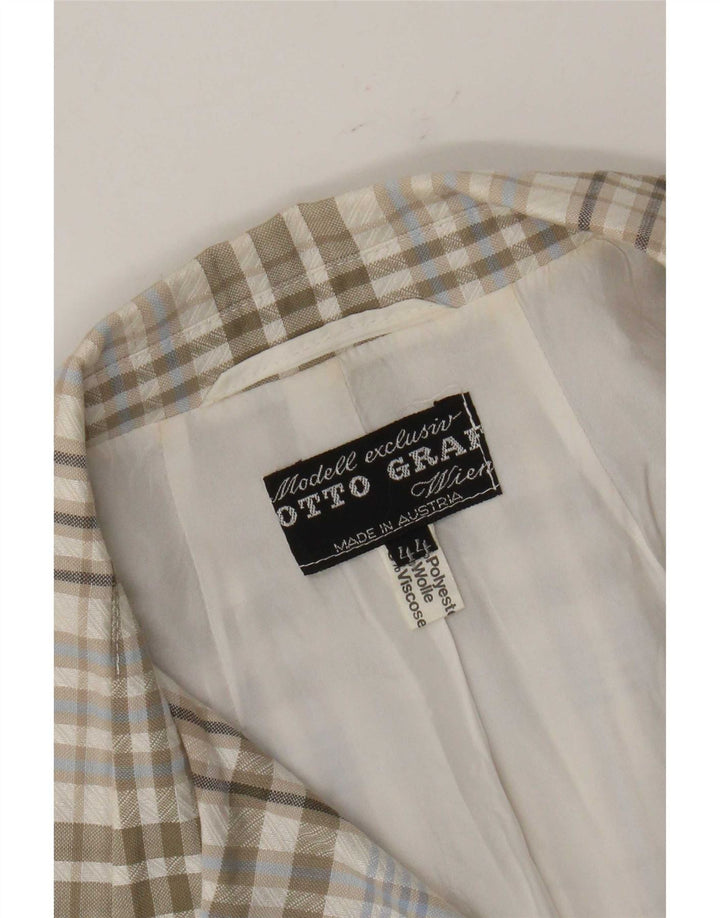 Vintage ženska bomber jakna IT 44 Srednje zeleni karirani poliester