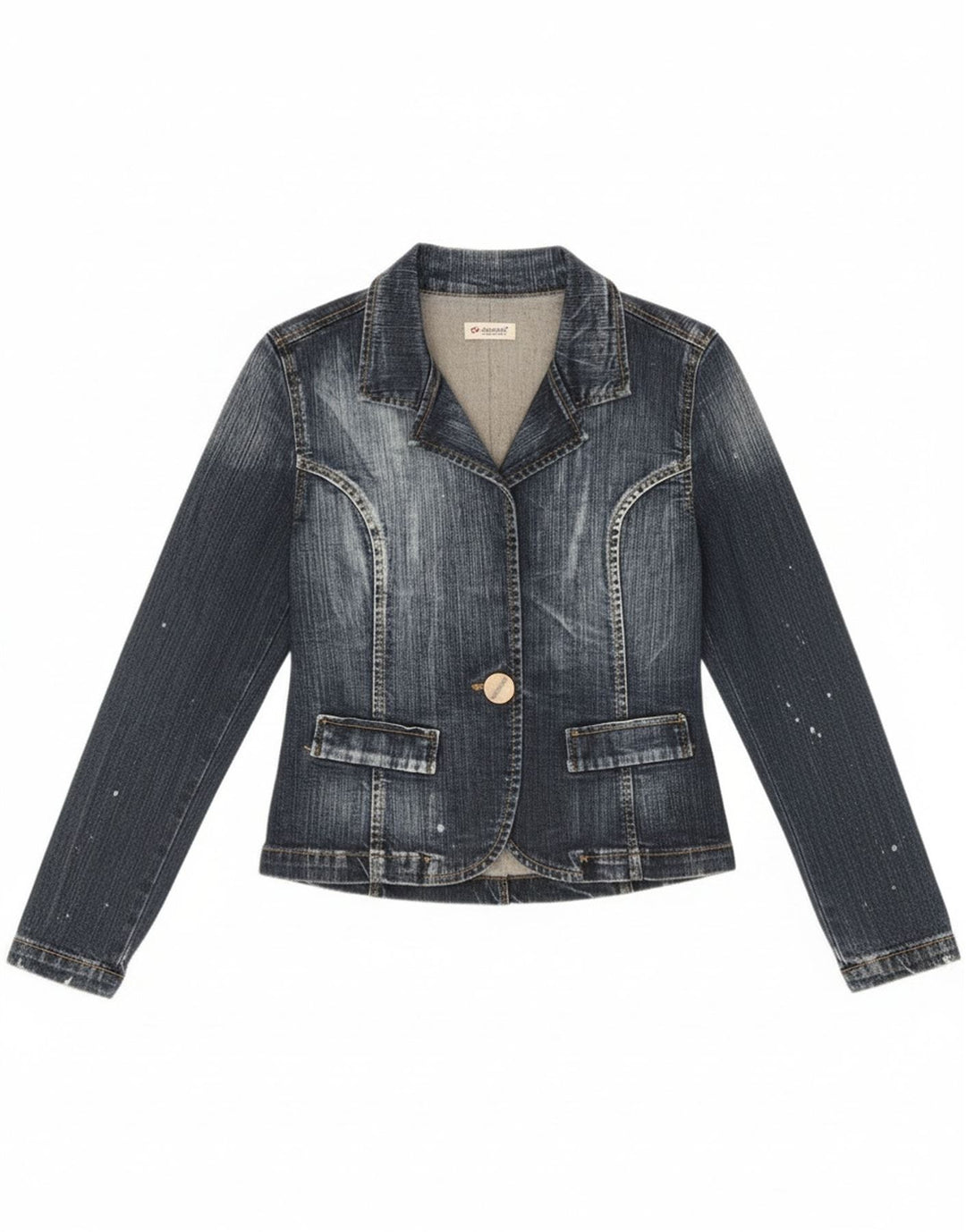 Vitamina ženska traper jakna s 1 gumbom UK 14 srednje plavi pamuk