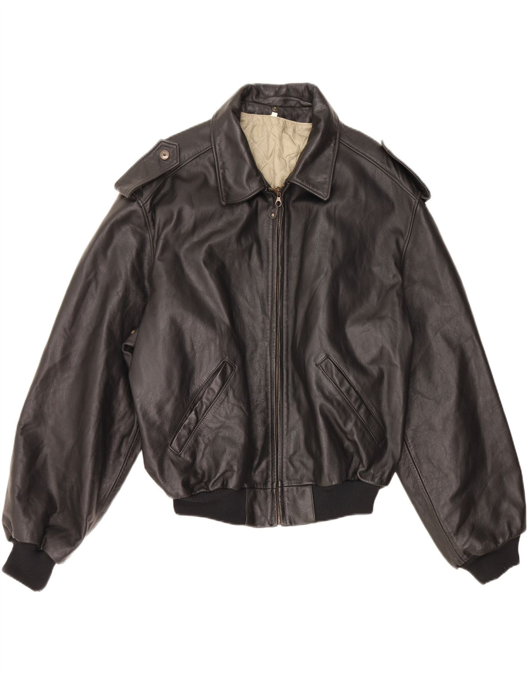 VINTAGE muška vojna kožna jakna IT 52 XL crna