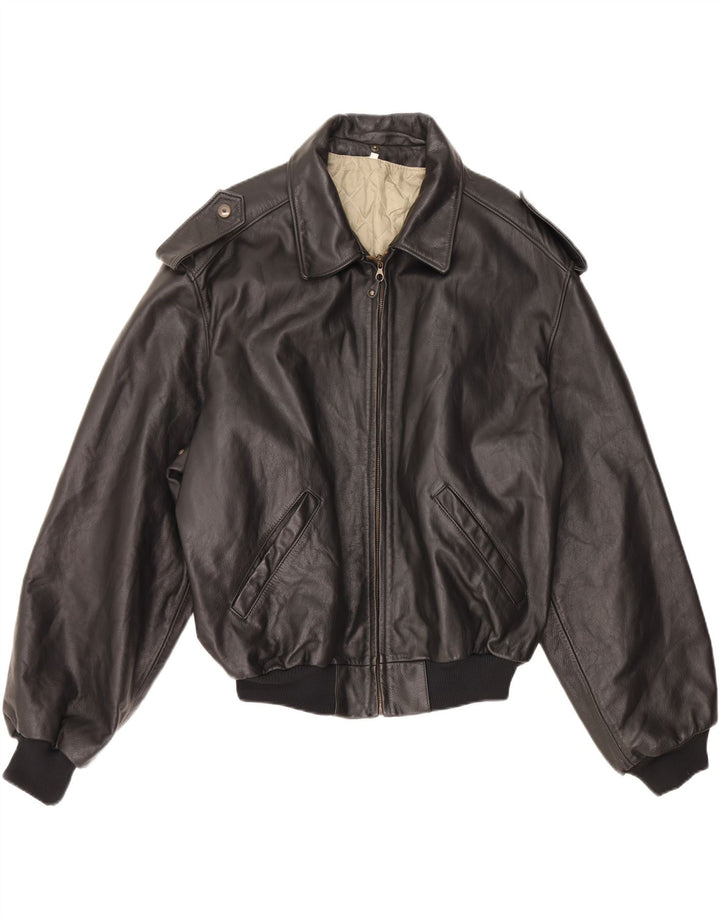 VINTAGE muška vojna kožna jakna IT 52 XL crna