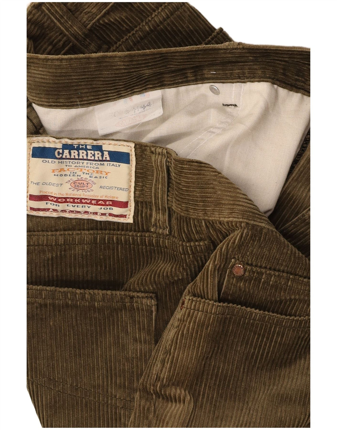 CARRERA Muške ravne hlače od samta W44 L30 Zelene