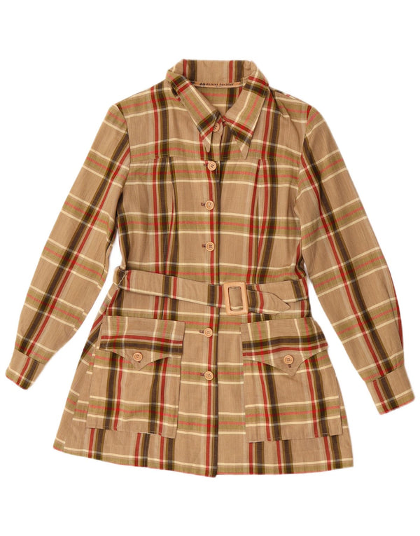 Daniel Hechter Ženska dugačka košulja bluza UK 10 Mali smeđi karirani