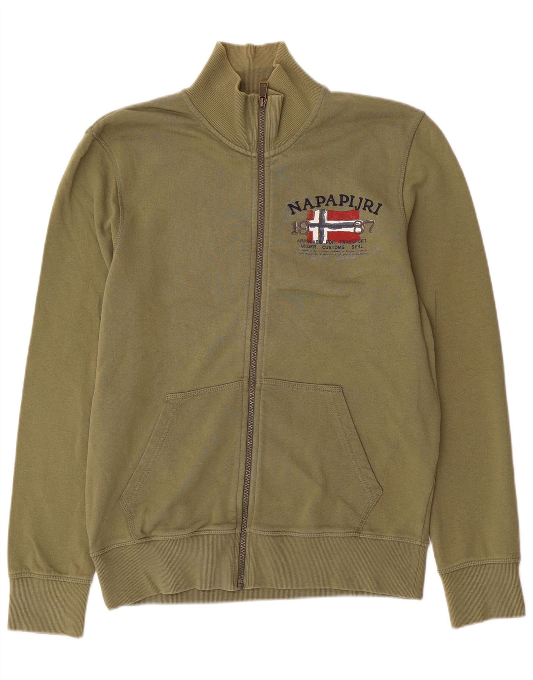 NAPAPIJRI Muška gornja jakna trenirke s grafičkim motivima, srednji kaki pamuk