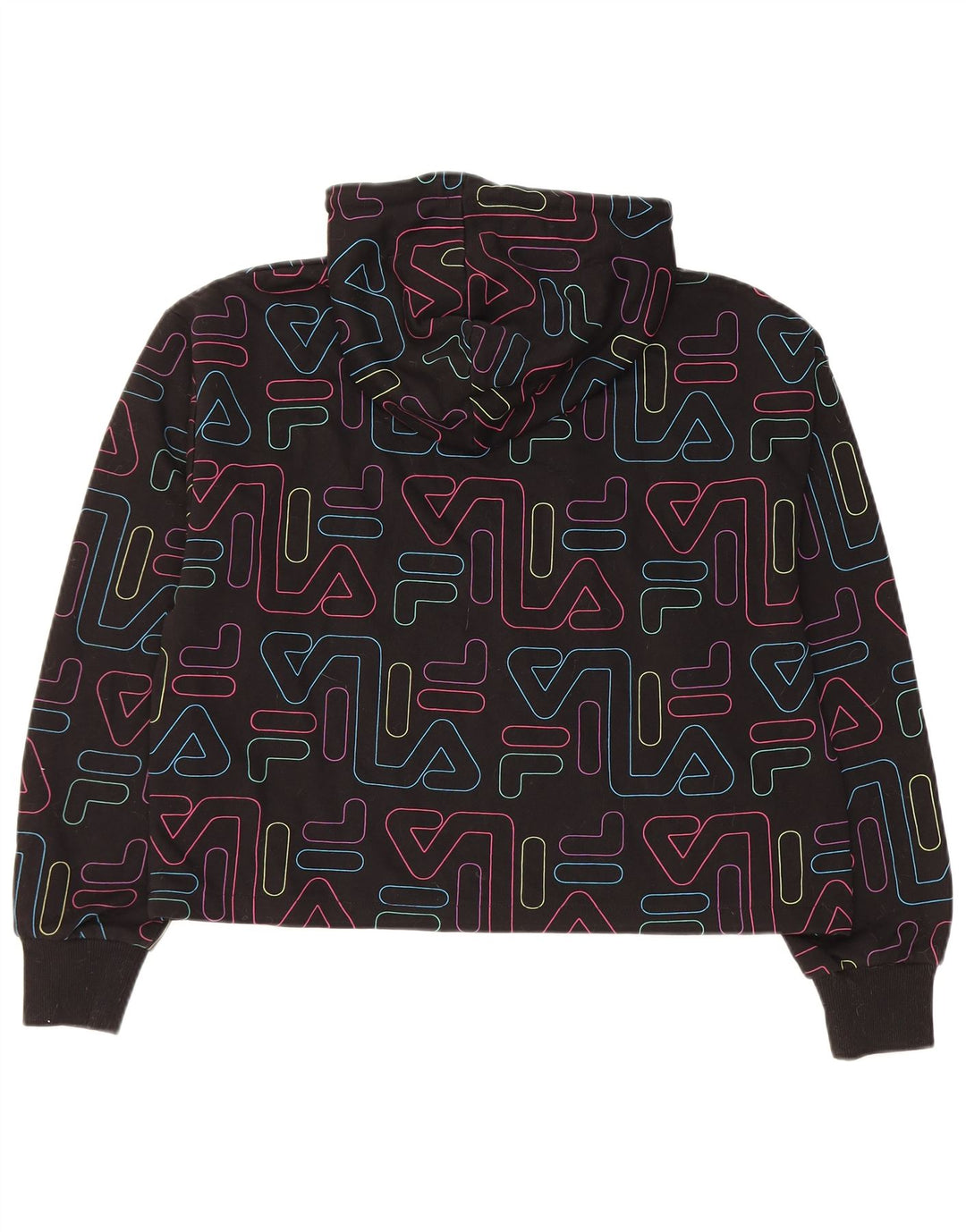 FILA Ženska skraćena majica s kapuljačom s kapuljačom UK 14 Srednji crni pamuk