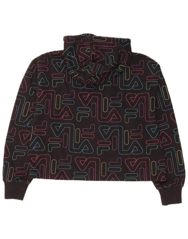 FILA Ženska skraćena majica s kapuljačom s kapuljačom UK 14 Srednji crni pamuk