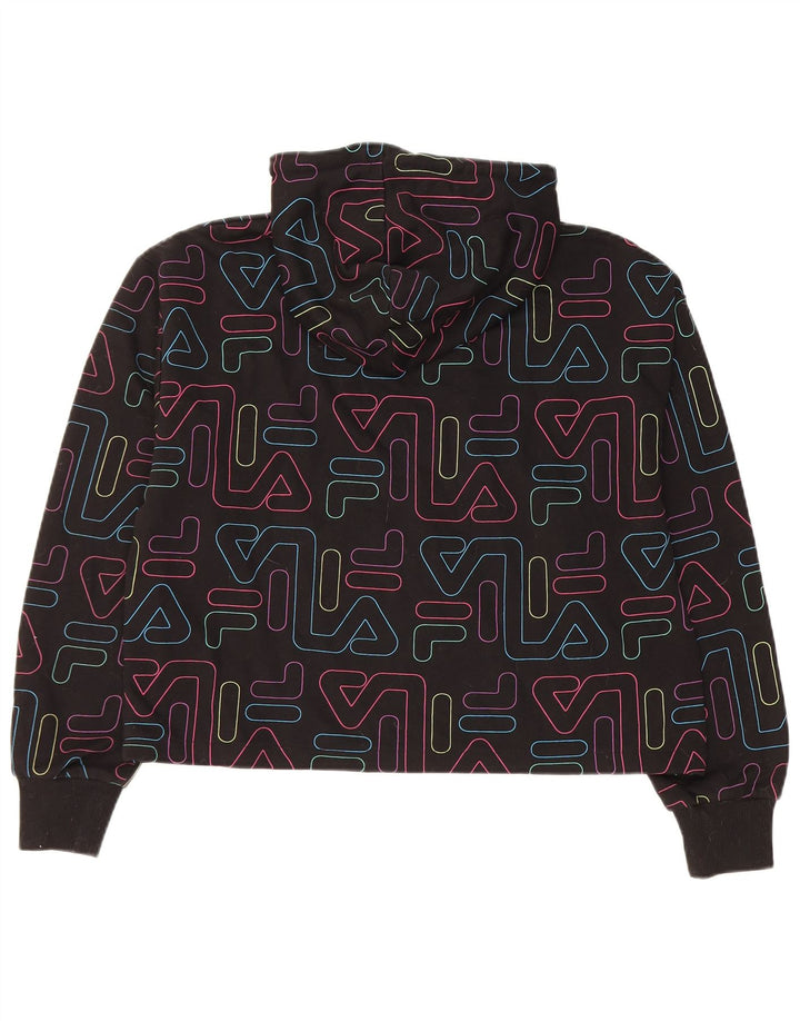 FILA Ženska skraćena majica s kapuljačom s kapuljačom UK 14 Srednji crni pamuk