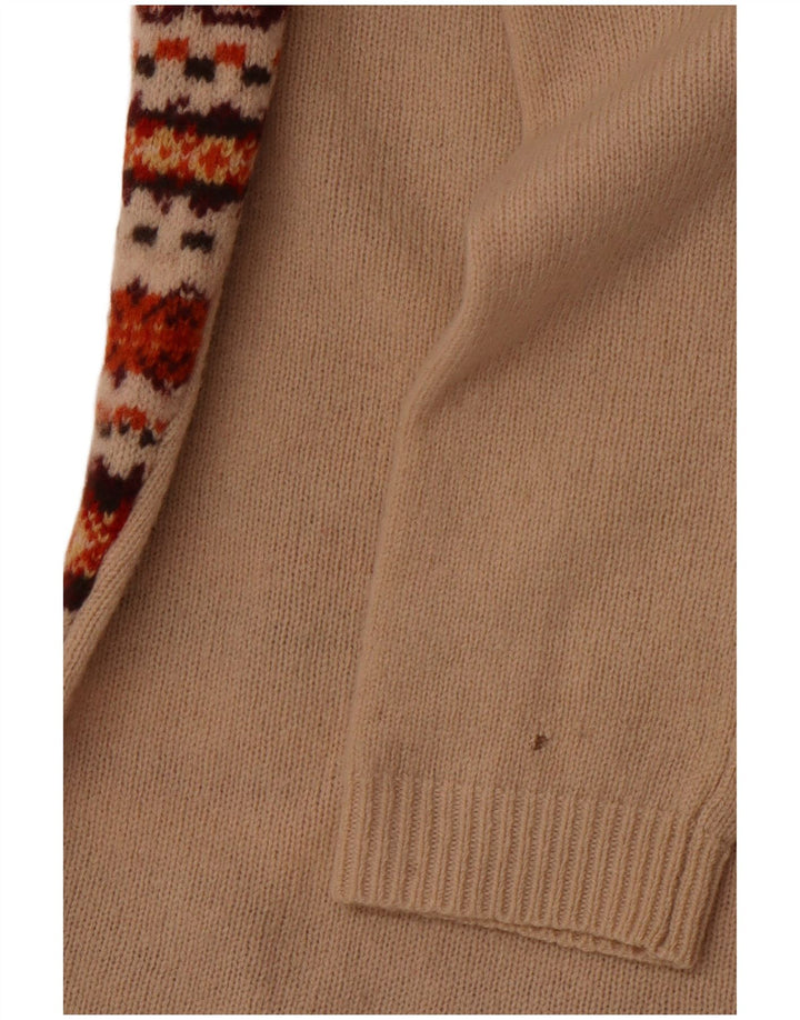 TOMMY HILFIGER Ženski džemper s morskim izrezom UK 10 Small Beige Fair Isle