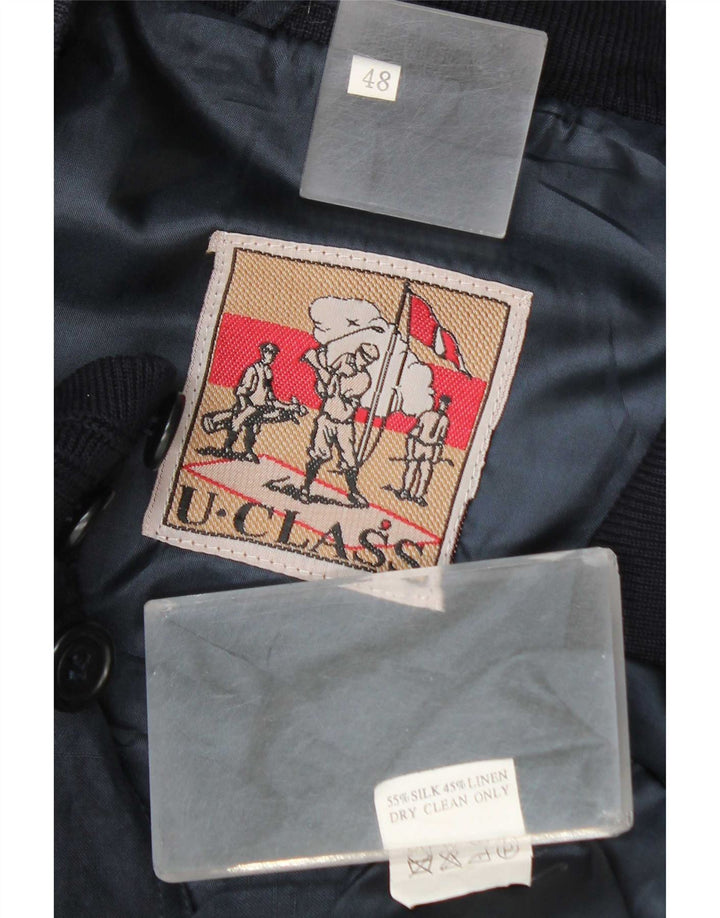 Vintage muška bombaška jakna IT 48 srednje tamnoplava svila