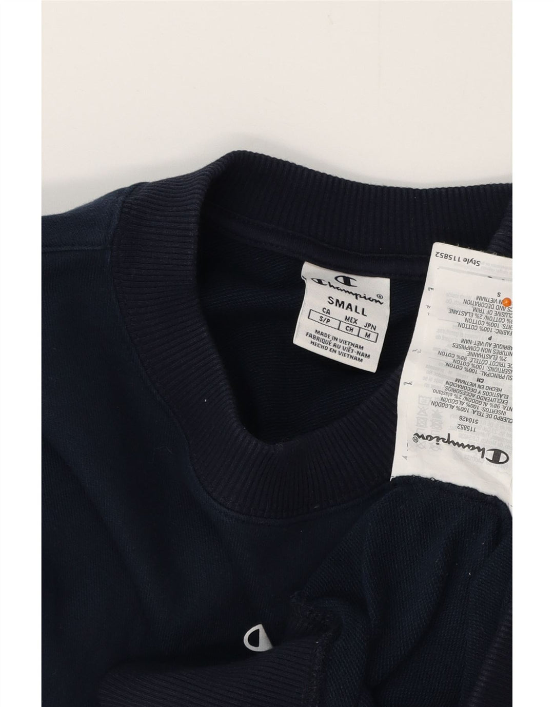 CHAMPION Womens Crop Sweatshirt Jumper UK 10 Small Navy Blue Cotton Vintage Champion and Second-Hand Champion from Messina Hembry 