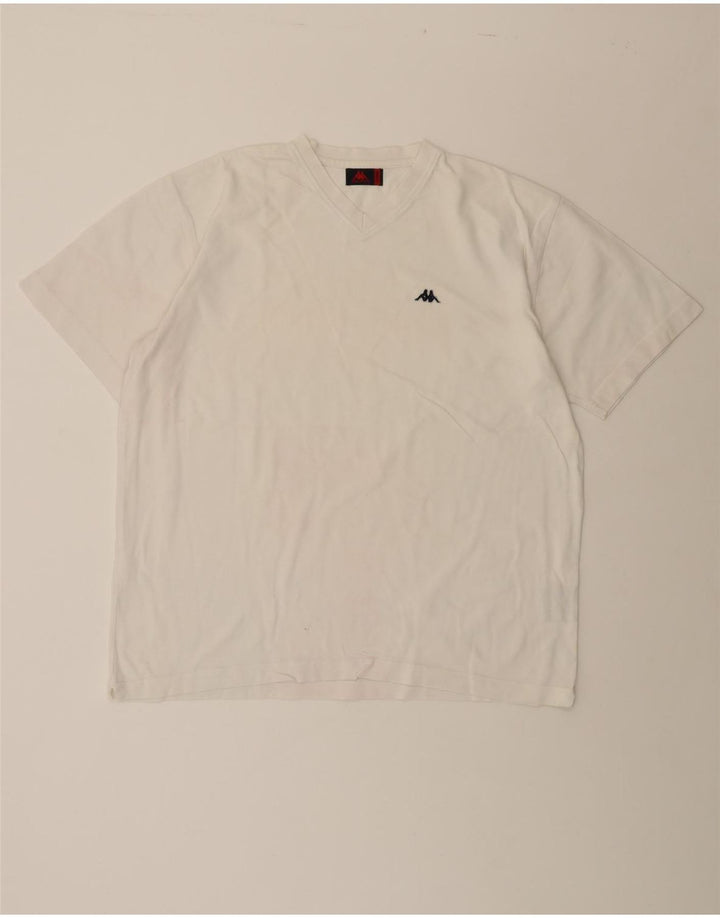 KAPPA Mens T-Shirt Top XL Off White Cotton Vintage Kappa and Second-Hand Kappa from Messina Hembry 