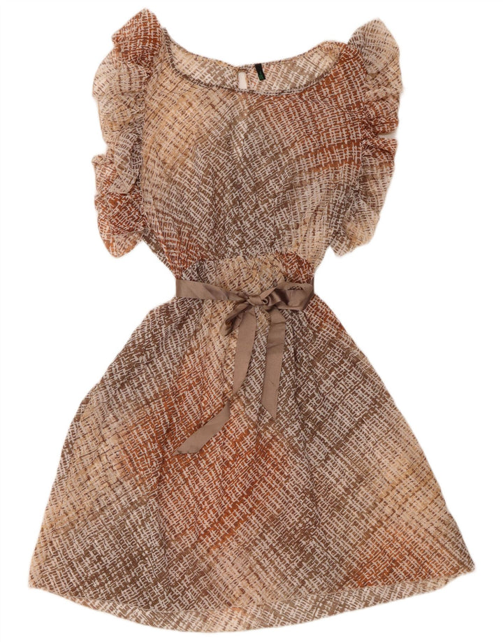 BENETTON ženska haljina A-kroja s krilima šišmiša UK 12 srednje bež karirane boje