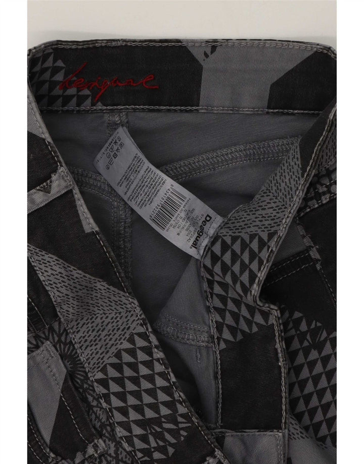 Desigual ženske uske ležerne hlače W32 L29 Sivi Patchwork Pamuk