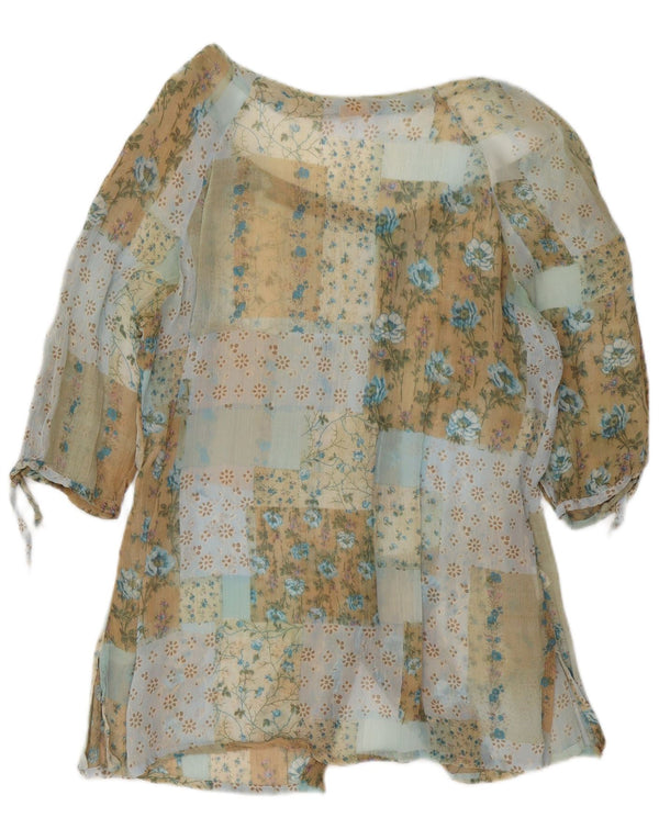 Vintage ženska košulja bluza 3/4 rukava UK 16 velika raznobojna cvjetna