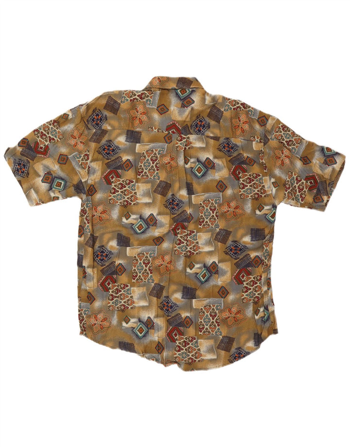 Vintage muška košulja kratkih rukava 2XL kaki patchwork viskoza