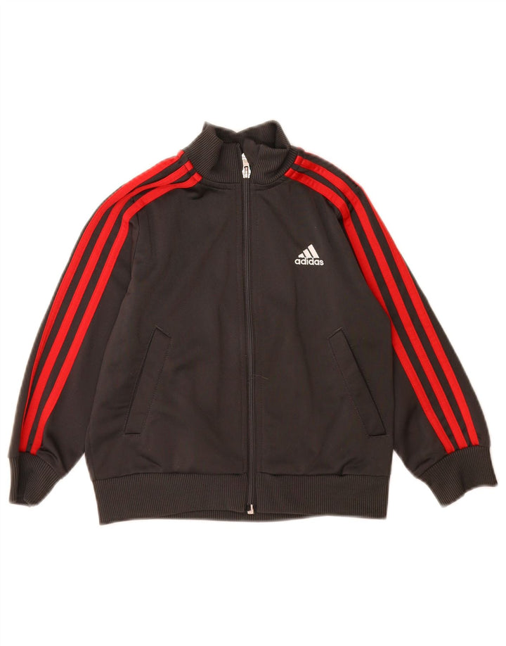 Gornja jakna od trenirke Adidas za dječake 4-5 godina, siva poliester