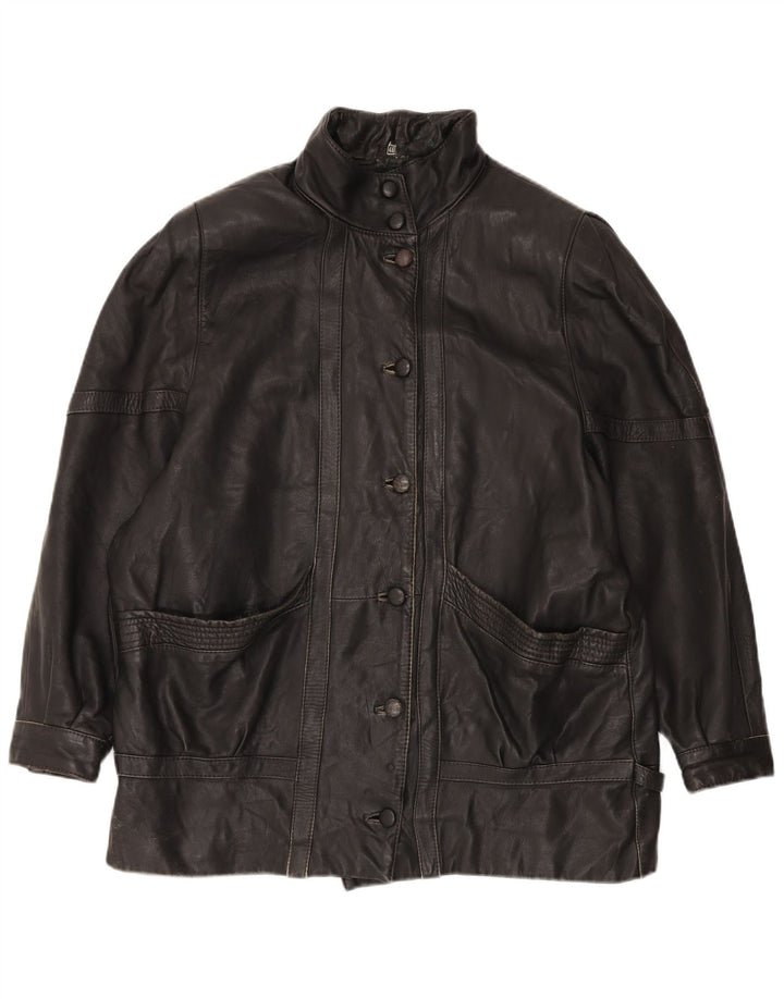 Vintage ženska prevelika kožna jakna EU 46 XL crna koža