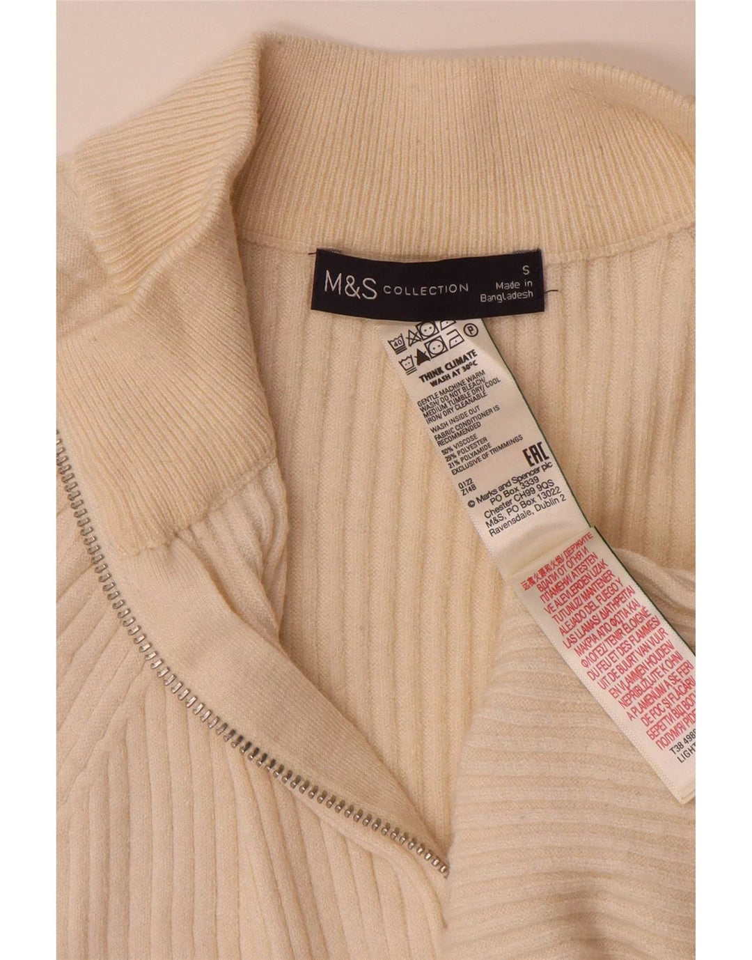Marks & Spencer ženski pulover s velikim izrezom i patentnim zatvaračem UK 10 Small Beige
