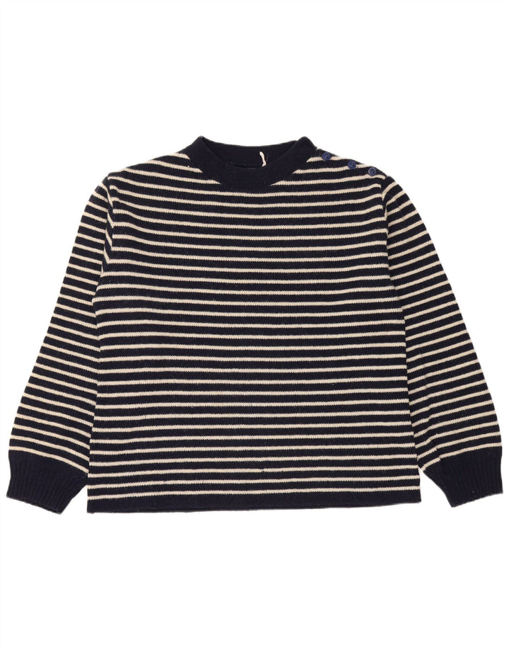 Vintage ženski džemper s dugmadima i ovratnikom UK 14 Srednje tamnoplavi nautički