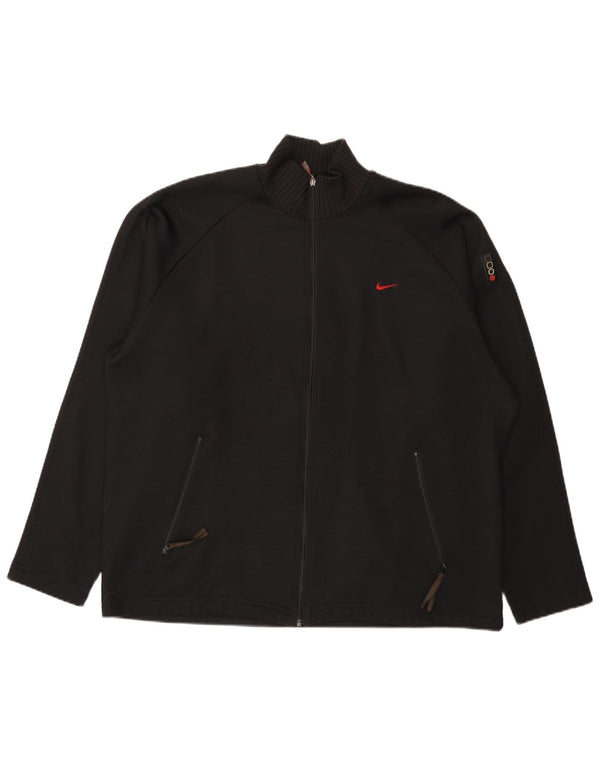 Nike Mens Tracksuit Top Jacket UK 42/44 Large Black Polyester