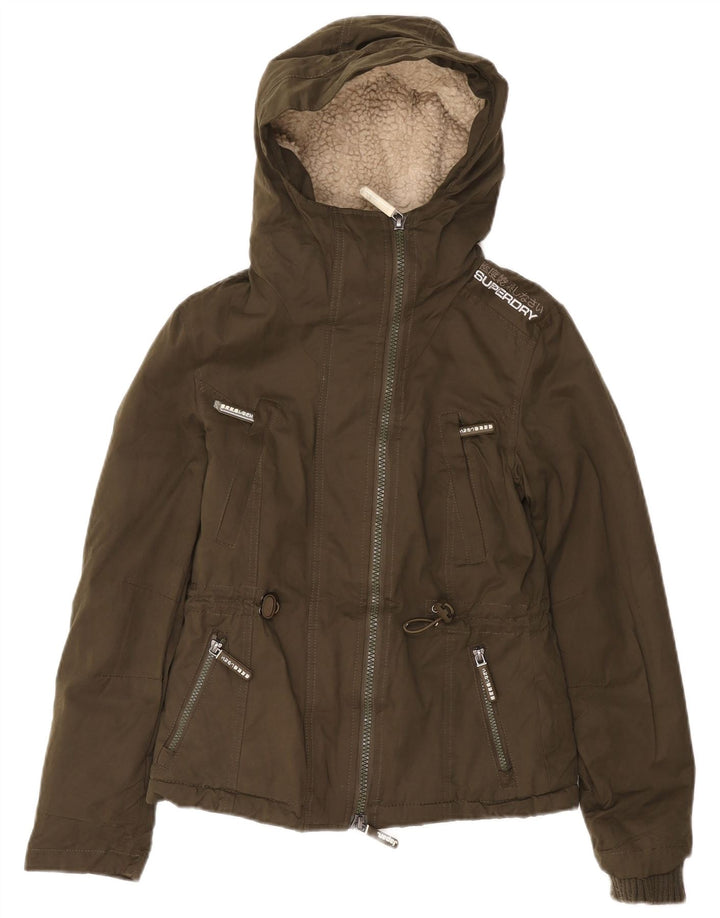 Superdry ženska jakna s kapuljačom Windparka UK 6 XS zeleni poliester