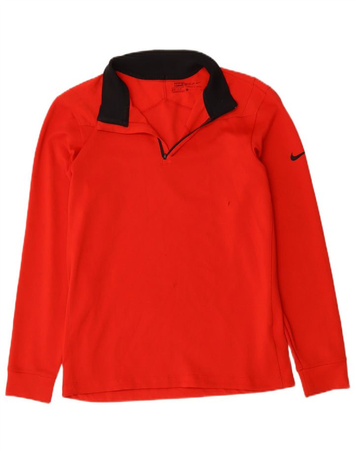 Nike Dri Fit majica s izrezom i dugim rukavima, mali crveni poliester