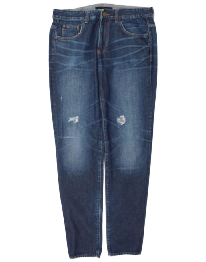 Calvin Klein Mens Distressed Regular Slim Jeans W32 L34 Plavi pamuk
