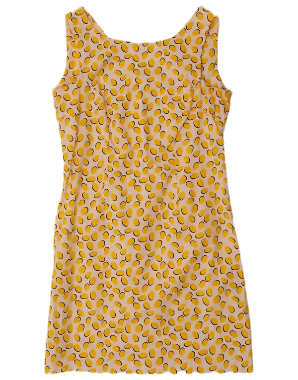 VINTAGE Womens Sleeveless Sheath Dress UK 20 2XL Yellow Spotted Cotton