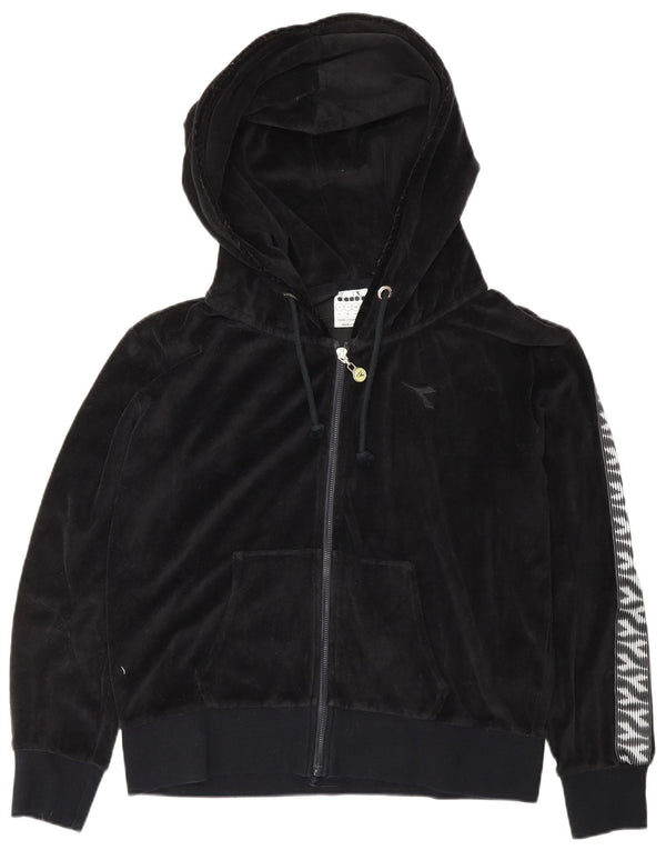 DIADORA Ženska prevelika puna trenirka od velura UK 10 Mala crna