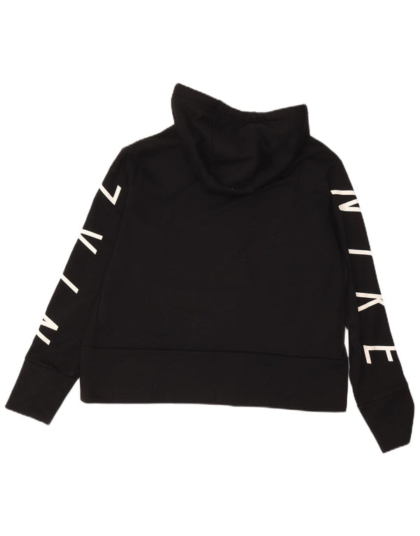 NIKE Ženska skraćena majica s kapuljačom s kapuljačom UK 14 Srednji crni poliester