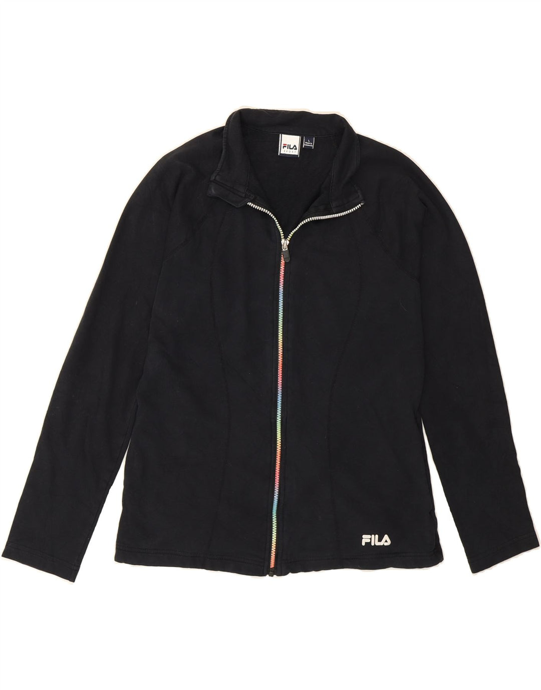 FILA Womens Tracksuit Top Jacket UK 16 Large Black Cotton Vintage Fila and Second-Hand Fila from Messina Hembry 
