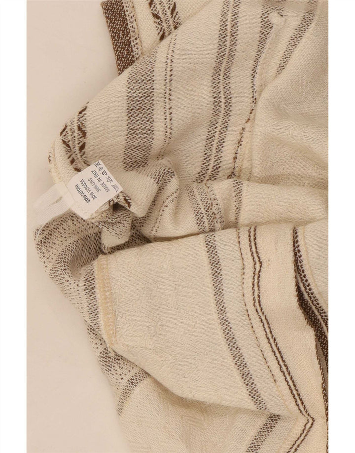 Vintage ženska jakna bez rukava s 4 gumba UK 12 Medium Beige Striped