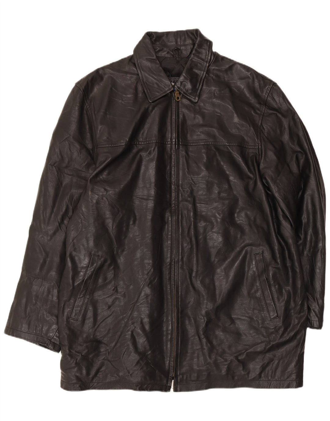 VINTAGE muški kožni kaput UK 44 2XL crni