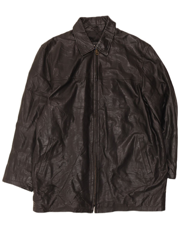 VINTAGE muški kožni kaput UK 44 2XL crni