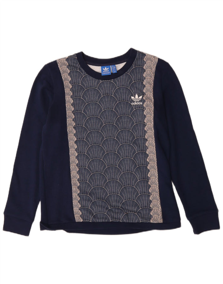 ADIDAS ženski džemper s grafičkim motivima UK 14 Srednje tamnoplavi geometrijski