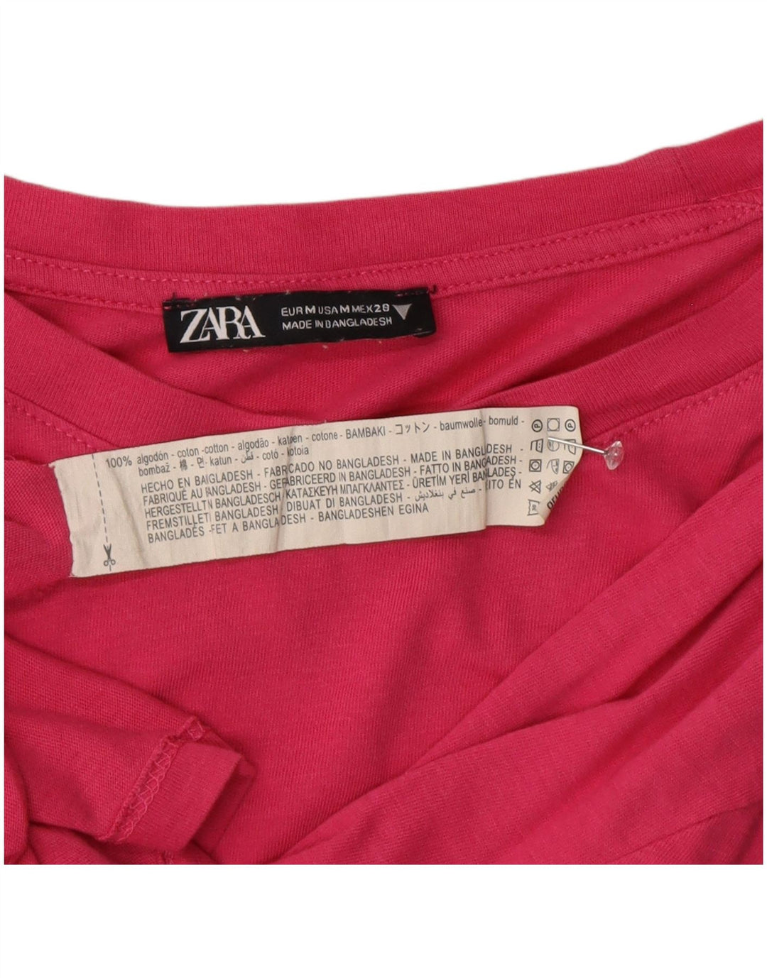 Zara ženska majica kratkih rukava UK 14 srednje ružičasti pamuk