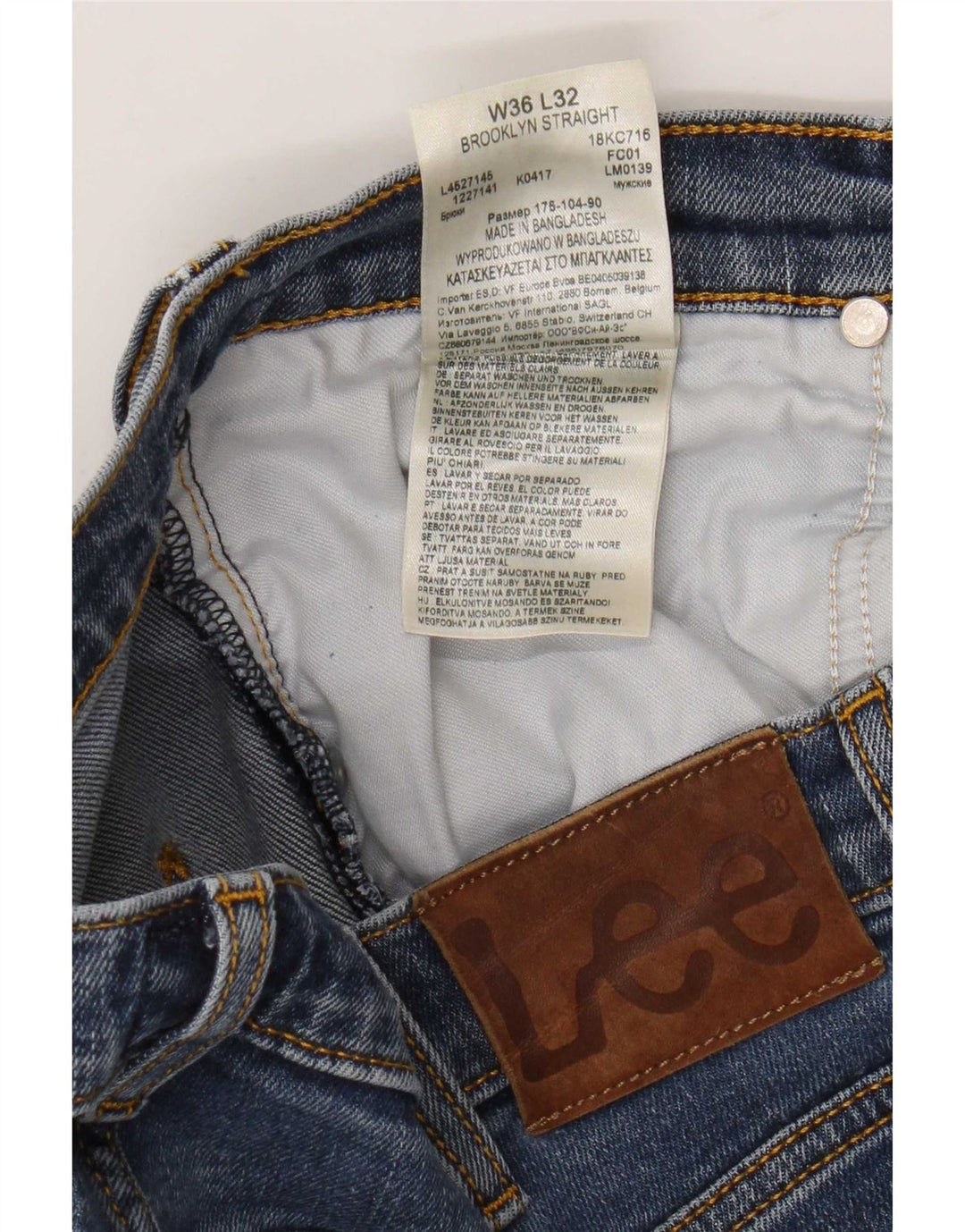 Lee Mens Brooklyn Straight Jeans W36 L32 Plavi pamuk